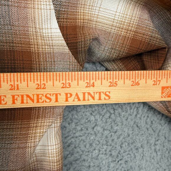 Caltop Old School Flannel Shirt Men L Brown Tan Plaid‎ USA Made Cholo Streetwear - Picture 9 of 10